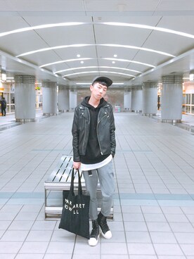 「WEGO（ウィゴー）のアイテム（カバーオール）」を使った、Brandsonさん（メンズ・177cm）の春コーディネート