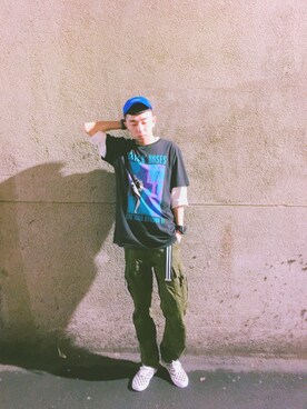 「SPAO（スパオ）のアイテム（キャップ）」を使った、Brandsonさん（メンズ・177cm）の春コーディネート