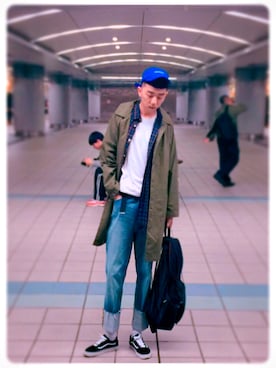 「SPAO（スパオ）のアイテム（ノーカラージャケット）」を使った、Brandsonさん（メンズ・177cm）の春コーディネート