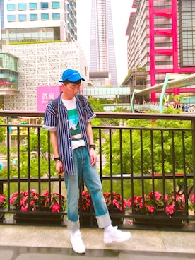 「SPAO（スパオ）のアイテム（キャップ）」を使った、Brandsonさん（メンズ・177cm）の春コーディネート