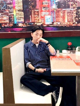 「OKABASHI（オカバシ）のアイテム」を使った、Brandsonさん（メンズ・177cm）の夏コーディネート