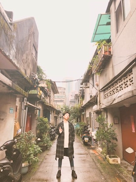 「SENSE OF PLACE by URBAN RESEARCH（センスオブプレイスバイアーバンリサーチ）のアイテム（ライダースジャケット）」を使った、Brandsonさん（メンズ・177cm）の冬コーディネート