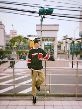 「UU（ユニクロ　アンダーカバー）のアイテム（バッグ）」を使った、Brandsonさん（メンズ・177cm）の冬コーディネート