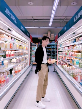 「UU（ユニクロ　アンダーカバー）のアイテム（パンツ）」を使った、Brandsonさん（メンズ・177cm）の冬コーディネート