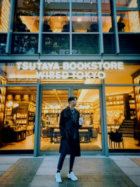 「SENSE OF PLACE by URBAN RESEARCH（センスオブプレイスバイアーバンリサーチ）のアイテム（ライダースジャケット）」を使った、Brandsonさん（メンズ・177cm）の春コーディネート