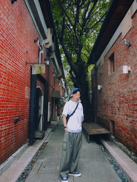 「SPAO（スパオ）のアイテム（キャップ）」を使った、Brandsonさん（メンズ・177cm）の春コーディネート