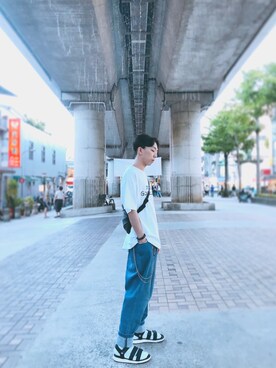 「UU（ユニクロ　アンダーカバー）のアイテム（バッグ）」を使った、Brandsonさん（メンズ・177cm）の夏コーディネート