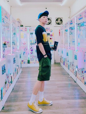 「SPAO（スパオ）のアイテム（キャップ）」を使った、Brandsonさん（メンズ・177cm）の夏コーディネート