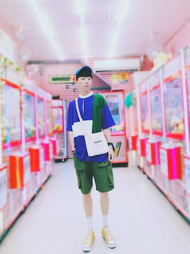 「SPAO（スパオ）のアイテム（キャップ）」を使った、Brandsonさん（メンズ・177cm）の夏コーディネート