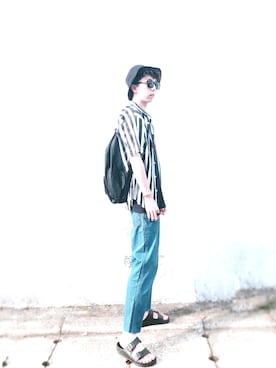 「A land（エーランド）のアイテム」を使った、Brandsonさん（メンズ・177cm）の夏コーディネート