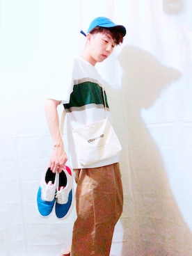 「SPAO（スパオ）のアイテム（キャップ）」を使った、Brandsonさん（メンズ・177cm）の夏コーディネート