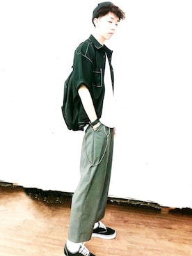 「CHEAP MONDAY（チープマンデイ）のアイテム（バッグ）」を使った、Brandsonさん（メンズ・177cm）の夏コーディネート
