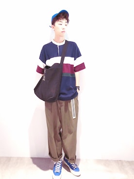 「GLOBAL WORK（グローバルワーク）のアイテム（ポロシャツ）」を使った、Brandsonさん（メンズ・177cm）の秋コーディネート