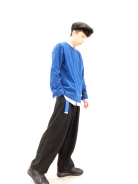 「plain-me（プレインミー）のアイテム（Tシャツ/カットソー）」を使った、Brandsonさん（メンズ・177cm）の冬コーディネート