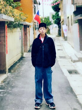 「GU（ジーユー）のアイテム（ダッフルコート）」を使った、Brandsonさん（メンズ・177cm）の冬コーディネート