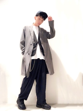 「RAGEBLUE（レイジブルー）のアイテム（ピーコート）」を使った、Brandsonさん（メンズ・177cm）の春コーディネート