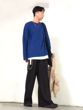 「plain-me（プレインミー）のアイテム（Tシャツ/カットソー）」を使った、Brandsonさん（メンズ・177cm）の春コーディネート