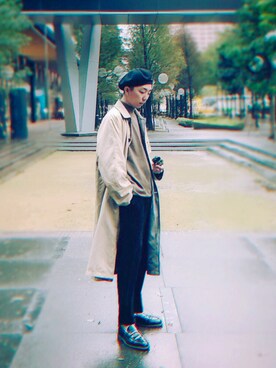 「SENSE OF PLACE by URBAN RESEARCH（センスオブプレイスバイアーバンリサーチ）のアイテム（ピーコート）」を使った、Brandsonさん（メンズ・176cm）の冬コーディネート