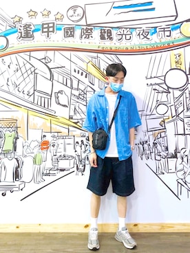 「plain-me（プレインミー）のアイテム（カーゴパンツ）」を使った、Brandsonさん（メンズ・176cm）の夏コーディネート