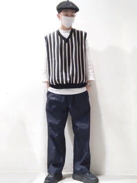 「BEAMS（ビームス）のアイテム（ハンチング/ベレー帽）」を使った、Brandsonさん（メンズ・176cm）の秋コーディネート