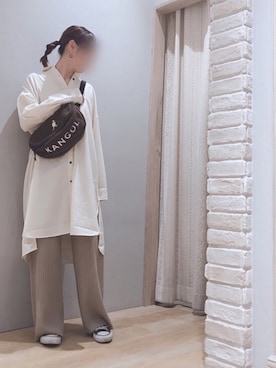 「リブニットパンツ」｜「アイテム（ワンピース/ドレス）」を使った、Bambiさん（レディース・162cm）の秋コーディネート