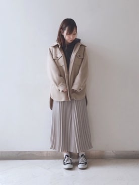 「アコーディオンプリーツ」｜「アイテム（スカート）」を使った、Bambiさん（レディース・162cm）の冬コーディネート