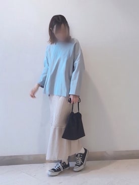 「透かし編みニット」｜Bambiさん（レディース・162cm）の春コーディネート