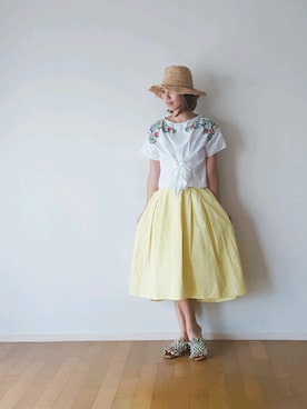 「skirt」｜「アイテム（帽子）」を使った、akiyoganycさん（レディース・170cm）の夏コーディネート