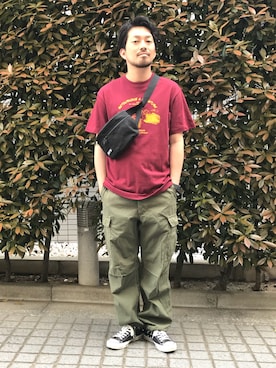 「アイテム（ボディバッグ/ウエストポーチ）」を使った、BAMBOOSHOOTS TAKEさん（メンズ・177cm）の春コーディネート