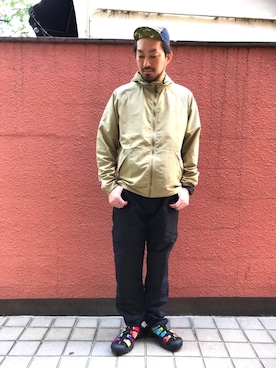 「ROKX（ロックス）のアイテム（パンツ）」を使った、BAMBOOSHOOTS TAKEさん（メンズ・177cm）の春コーディネート