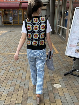 「ZARA（ザラ）のアイテム（パンツ、ブルー系）」を使った、ayakaさん（レディース・153cm）の春コーディネート
