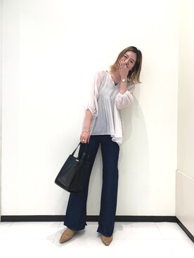 「ジーナシス」｜「アイテム（ハンドバッグ）」を使った、AYANA.さん（レディース・169cm）の春コーディネート