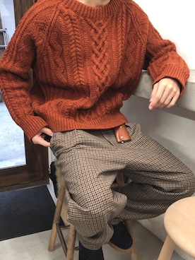 「Pherrow's（フェローズ）のアイテム（ニット/セーター）」を使った、Yutaさん（メンズ・181cm）の冬コーディネート
