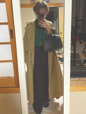 「Libra Cue（リブラ キュー）のアイテム（トレンチコート）」を使った、ひろかさん（レディース・153cm）の冬コーディネート