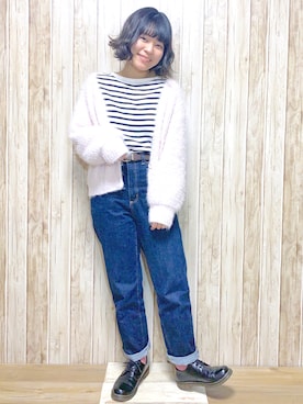 「ハイウエストストレートジーンズ」｜miru_pon.さん（レディース・163cm）の春コーディネート