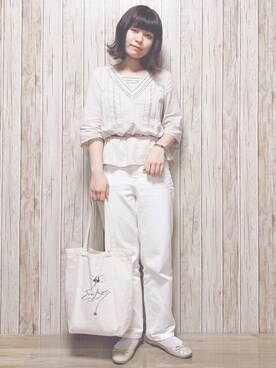 「ハイウエストストレートジーンズ」｜「アイテム（その他）」を使った、miru_pon.さん（レディース・163cm）の夏コーディネート