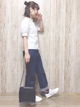 「ハイウエストストレートジーンズ」｜「アイテム（その他）」を使った、miru_pon.さん（レディース・163cm）の夏コーディネート