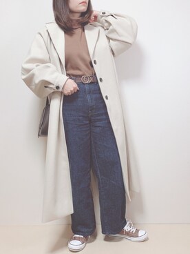 「アイテム（ステンカラーコート）」を使った、miru_pon.さん（レディース・163cm・20代）の冬コーディネート