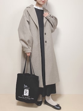 「notch.（ノッチ）のアイテム（ステンカラーコート）」を使った、miru_pon.さん（レディース・163cm）の冬コーディネート