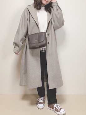 「アイテム（ステンカラーコート）」を使った、miru_pon.さん（レディース・163cm・20代）の冬コーディネート