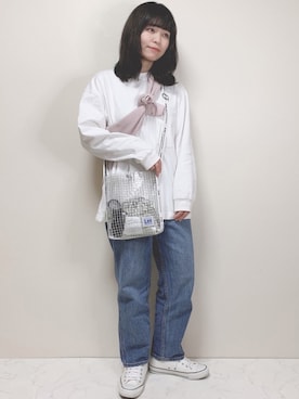 「たすき掛け」｜「アイテム（ナイロンジャケット）」を使った、miru_pon.さん（レディース・163cm）の春コーディネート