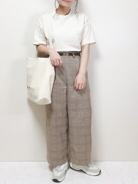 「a.g.plus（エージープラス）のアイテム（パンツ）」を使った、miru_pon.さん（レディース・163cm）の春コーディネート