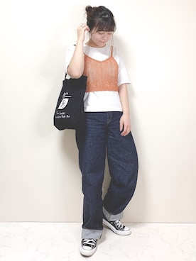 「ニットキャミソール」｜「アイテム（その他）」を使った、miru_pon.さん（レディース・163cm）の夏コーディネート