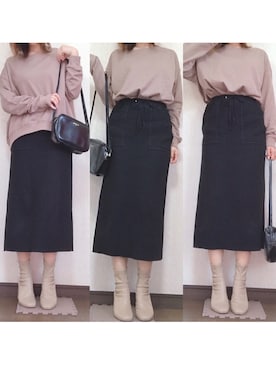 「LOWRYS FARM（ローリーズファーム）のストレッチヒールブーツ　851418（ブーツ）」を使った、nchamaruさん（レディース・160cm）の冬コーディネート