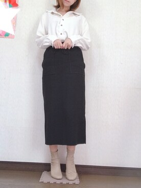 「LOWRYS FARM（ローリーズファーム）のストレッチヒールブーツ　851418（ブーツ）」を使った、nchamaruさん（レディース・160cm）の冬コーディネート