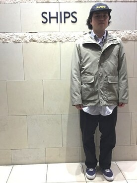 「アイテム（マウンテンパーカー）」を使った、佐藤さん（メンズ・169cm）の冬コーディネート