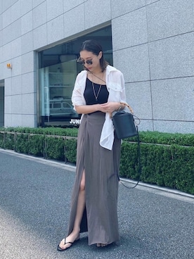 「サングラス」｜「アイテム（ビーチサンダル）」を使った、Seikoさん（レディース・163cm）の夏コーディネート