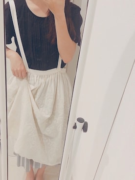 「sakishimatokyo（サキシマトーキョー）の横断歩道のTシャツ (50ブラック)（Tシャツ/カットソー、その他）」を使った、れいさん（レディース・160cm）の夏コーディネート