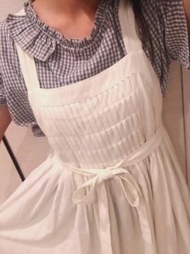 「another libraの折りコンフィーワンピース（ワンピース/ドレス、ホワイト系）」を使った、れいさん（レディース・160cm）の春コーディネート