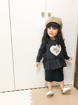 「ぺプラム」｜「アイテム（帽子）」を使った、mana☆さん（キッズ・90cm）の冬コーディネート